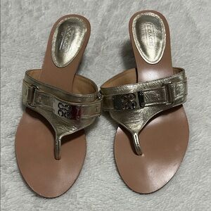 Coach Women's Metallic Gold Sandals
